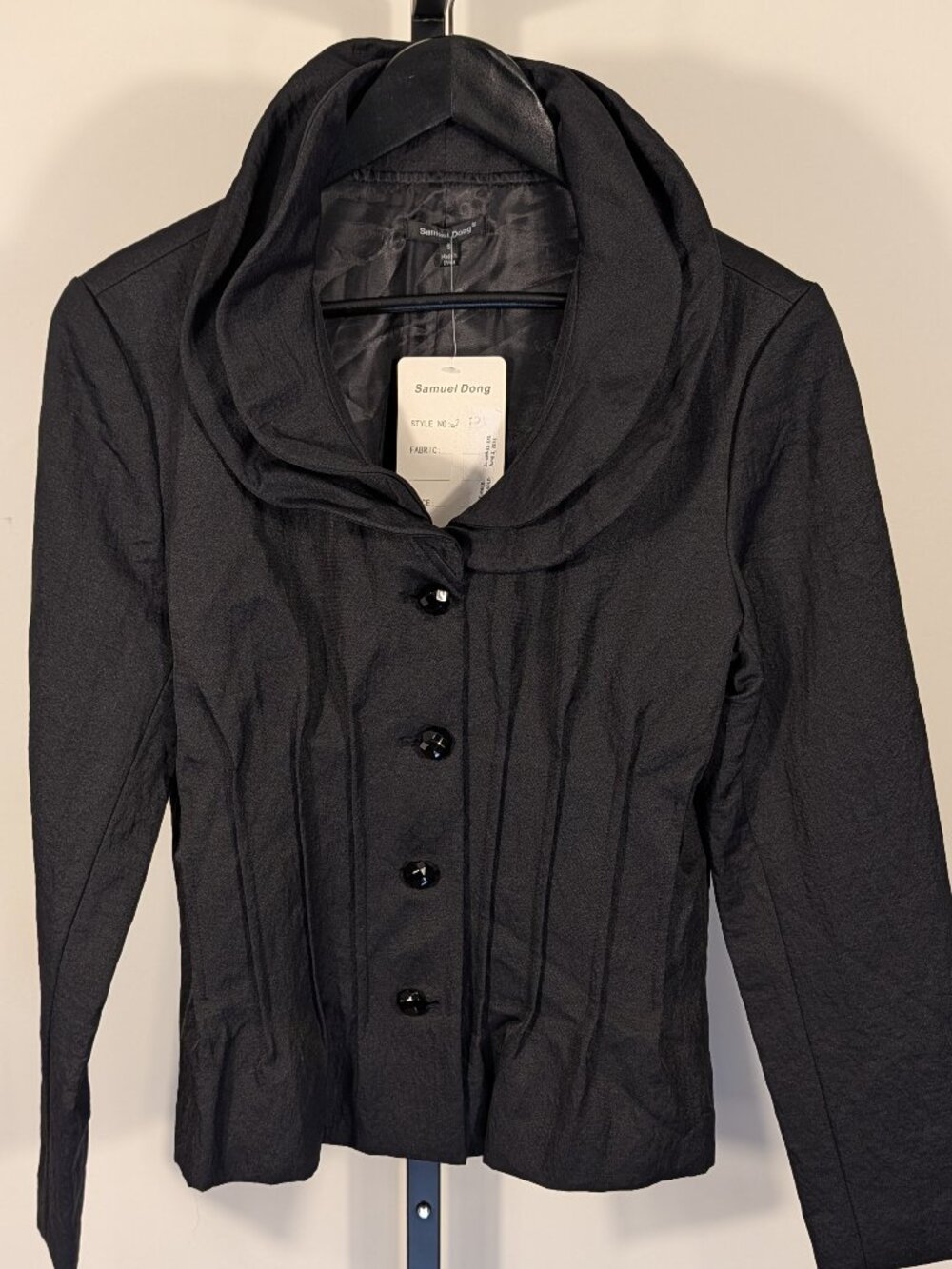 NWT Samuel Dong Sculptural Wired Collar Jacket | Black | Size 8